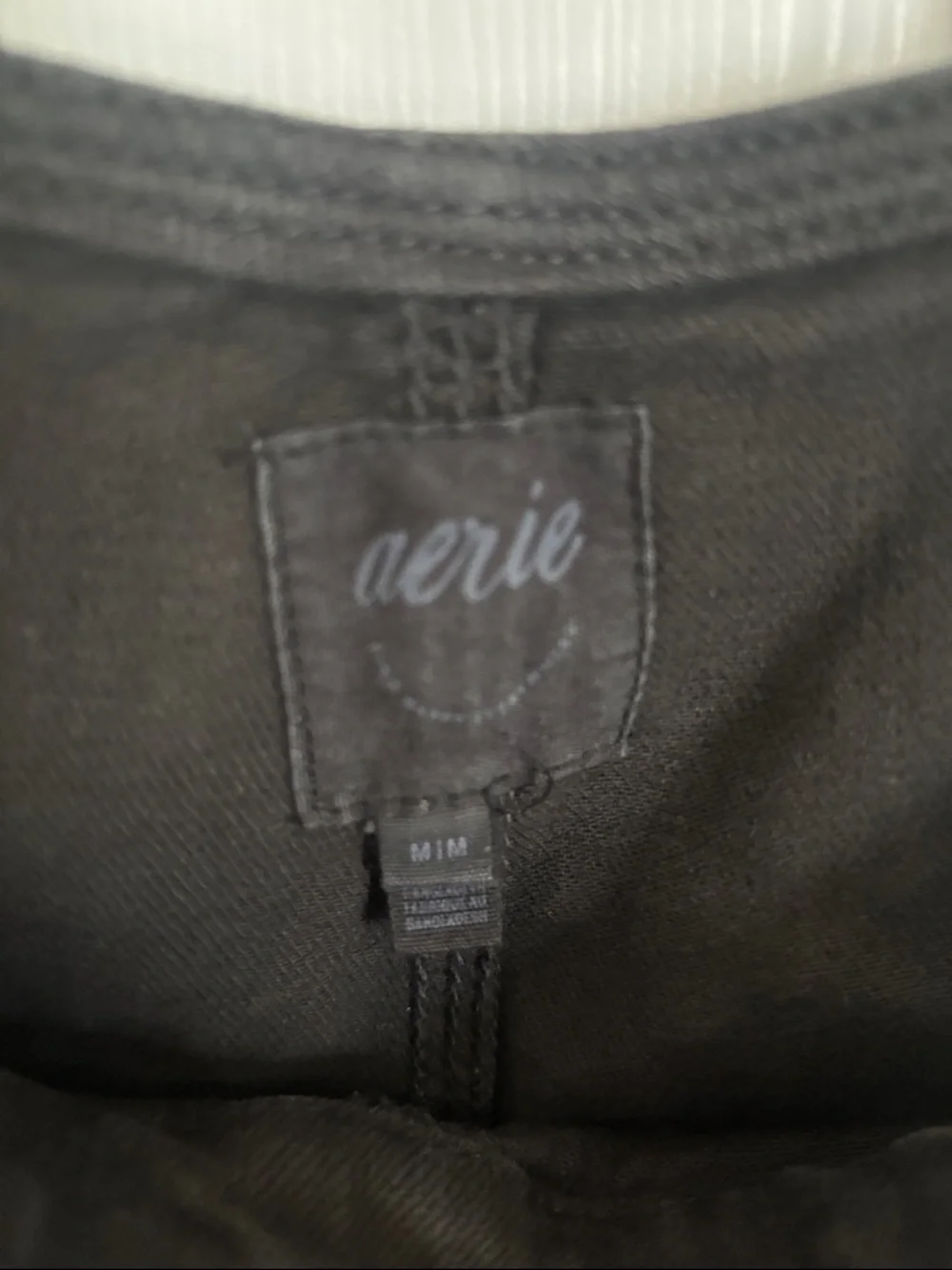 aerie Black Frayed Hem Denim Short Overalls Romper - Picture 2 of 8